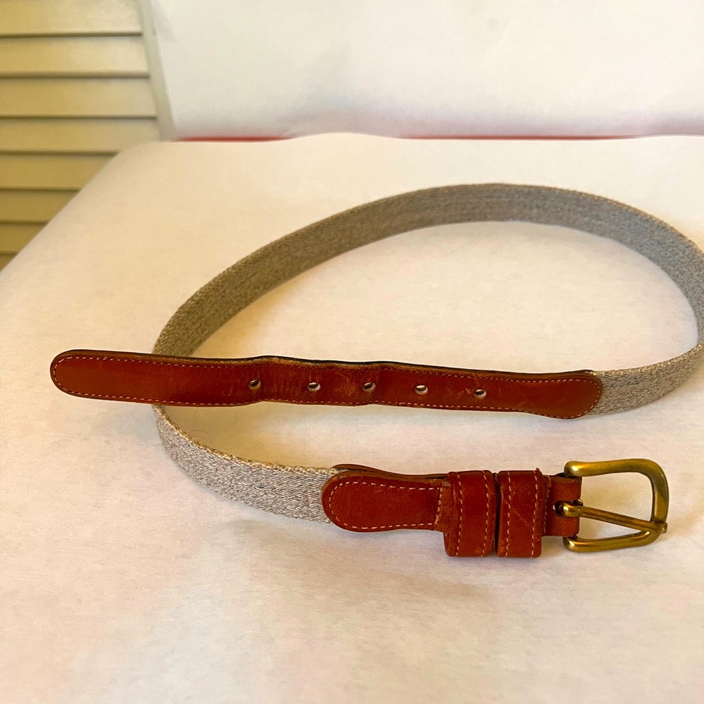 Coach Womens Wool and Leather Belt . Tan and Brown. Size: 28 inches.